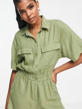 Abercrombie & Fitch I'll Linen Blend Romper
